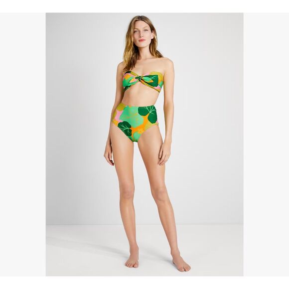 NWT Kate Spade New York Cucumber Floral Tie Bikini Top with Removable Straps XL - Picture 5 of 12